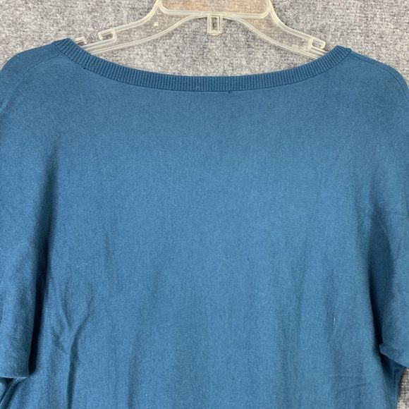 Talbots Sweater Long Sleeve With Crochet Cuffs Fine Knit Women L Teal Green - Picture 8 of 11